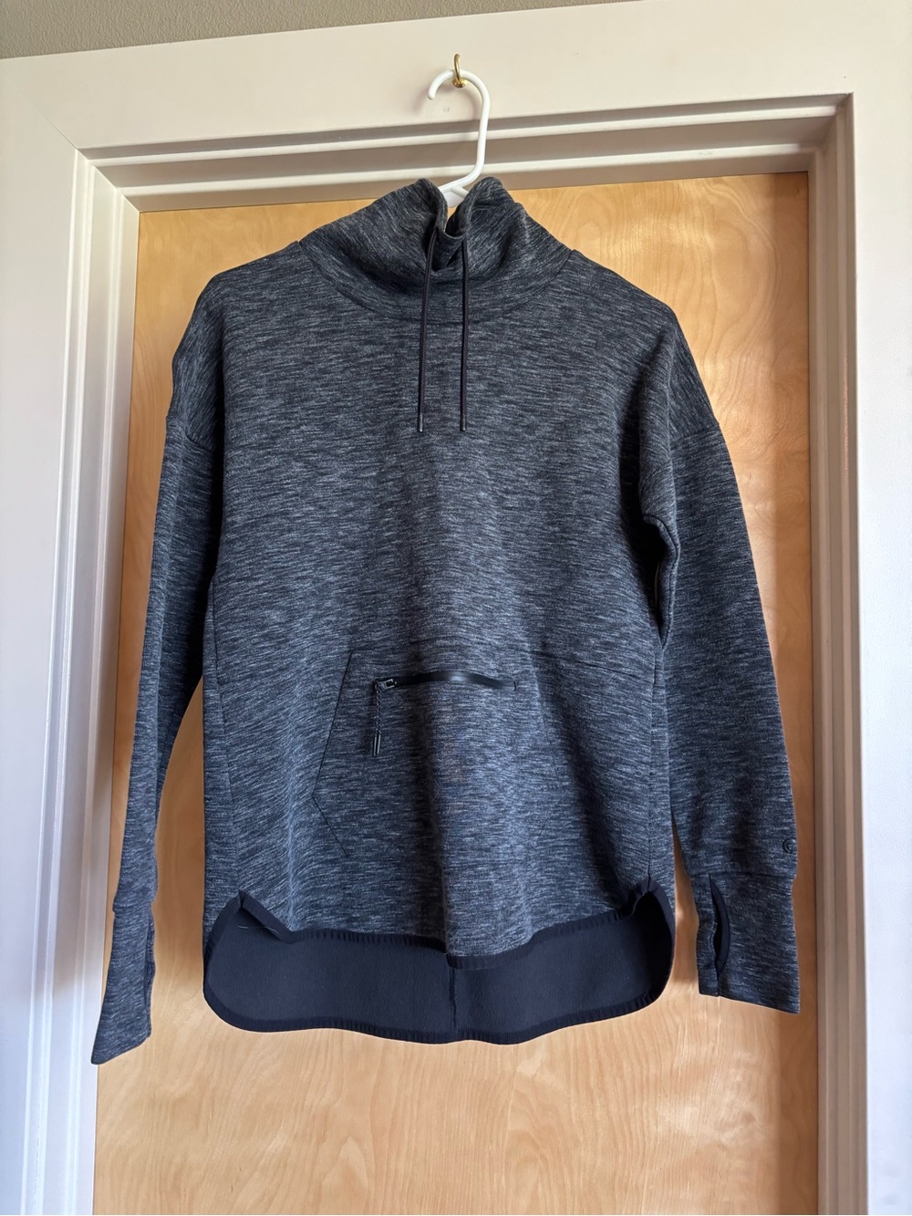 C9 Champion Funnel Neck Pullover Gray Space Dye Zip Pocket Thumbholes Sz S